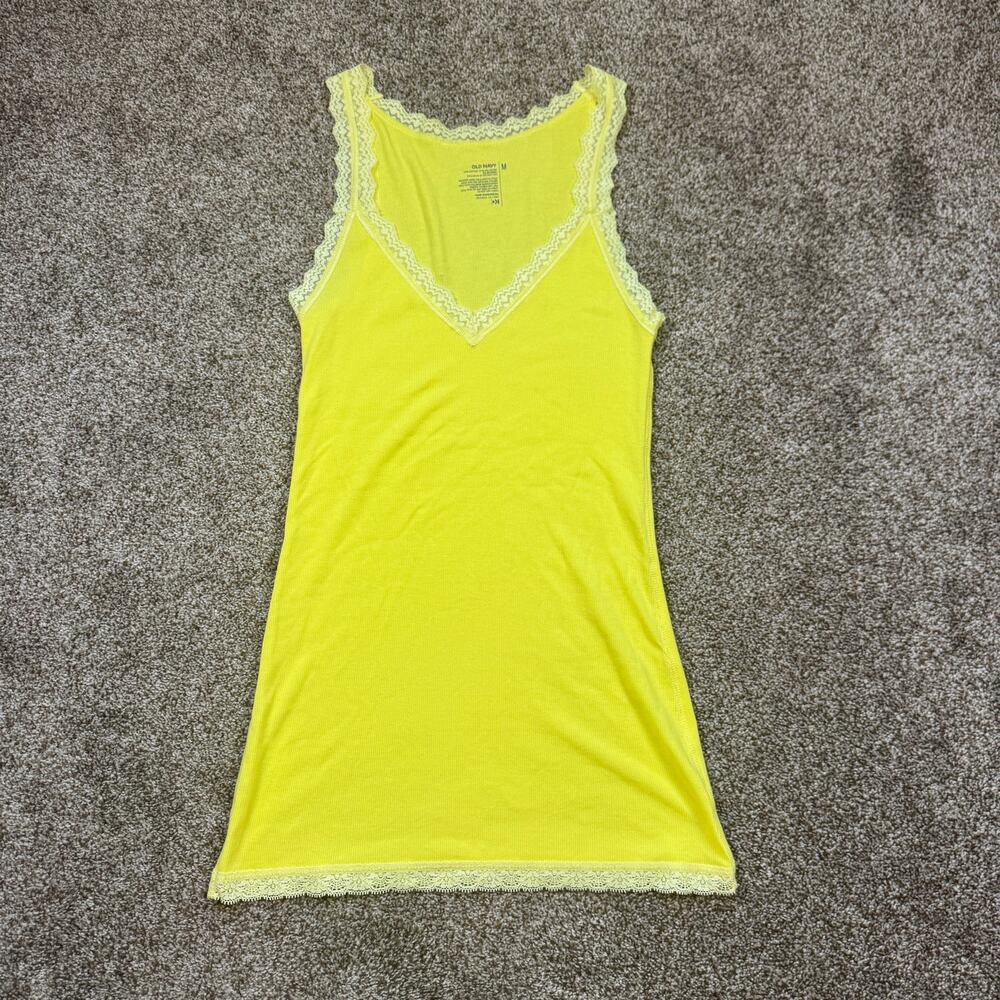 Y2K Old Navy Long Line Neon Yellow Lace Cami Size Medium Excellent Date 2009